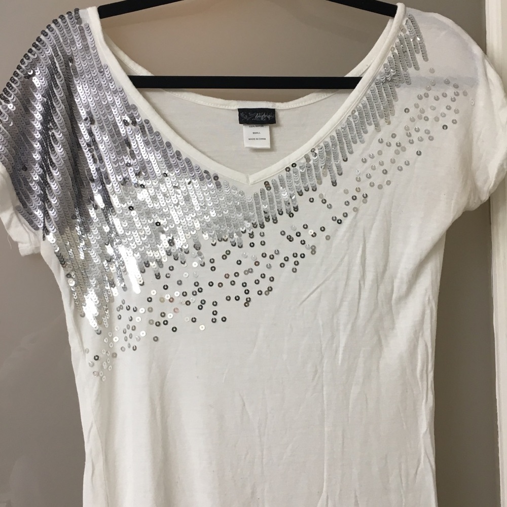 Really cool unique white sequined T-shirt